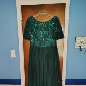Elegant A-Line Embroidery Tulle Sequins Gown - Christmas, New Years, Prom - XXL